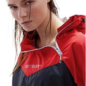 Women's Red and Black Jacket hotsuit sauna jacket XL